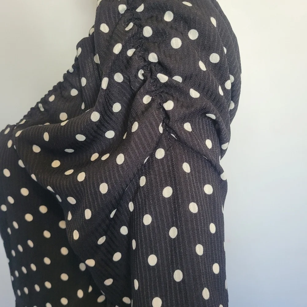 Lulus Charmed and Classy Black Polka Dot Long Sleeve Midi Dress, VGUC, Size M - Picture 7 of 10